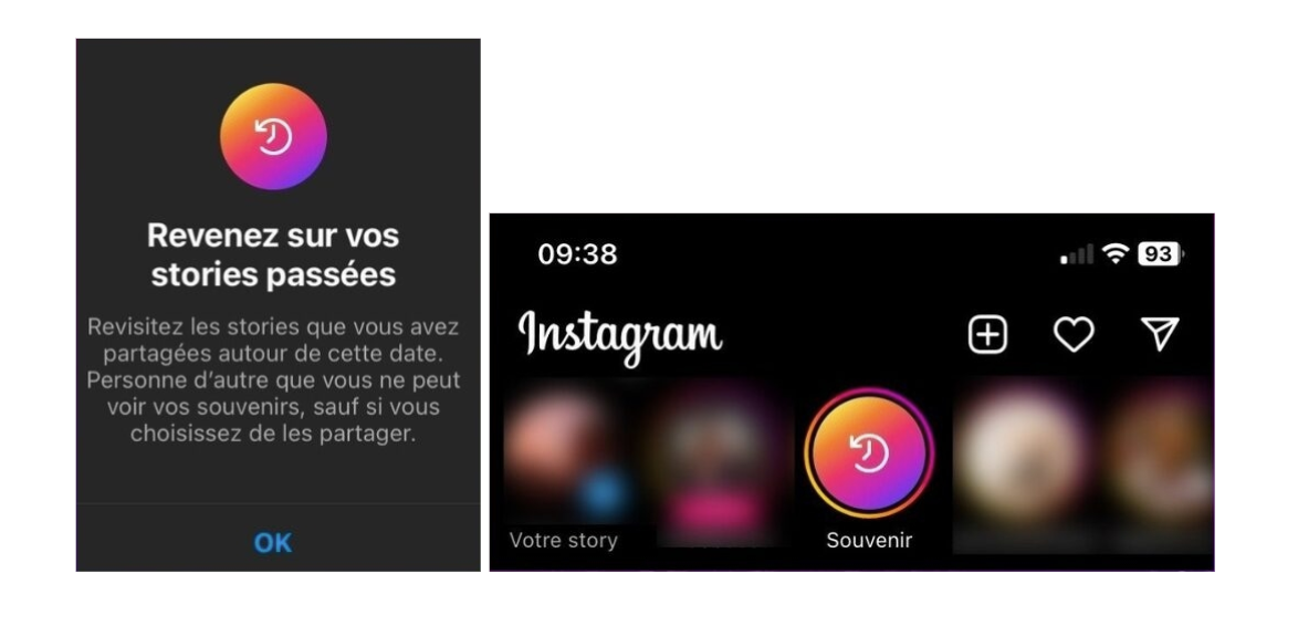 Aperçu des Stories Souvenirs Instagram